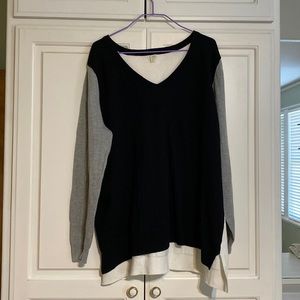 Black, white, and gray sweater